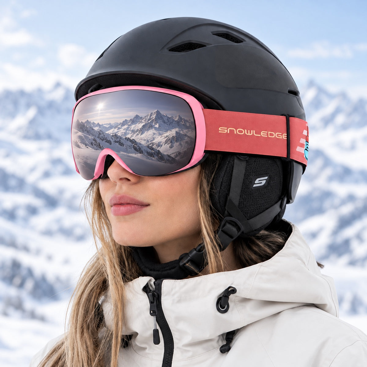 HB-198B | Youth Ski Goggles | Spherical Lens, UV400 Protection | Skiing and Snowboarding-Pink Lens / Pink Frame / Pink Strap-Snowledge