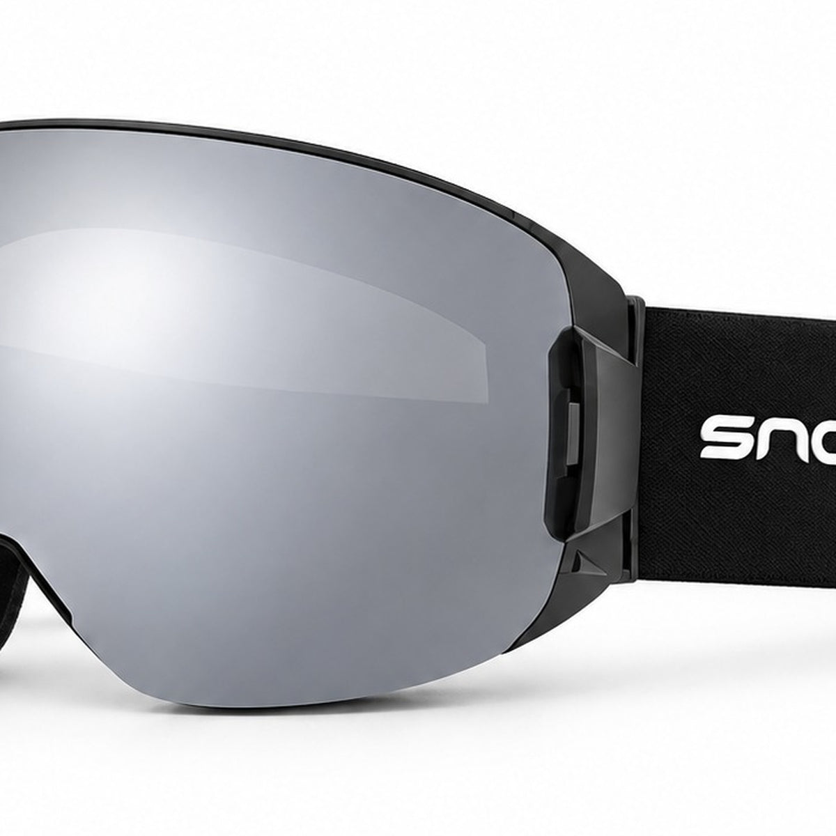 HB-29 | Ski Goggles | Magnetic Lens System, Side Lock | Skiing and Snowboarding-Gray Lens / Black Frame / Black Strap-Snowledge