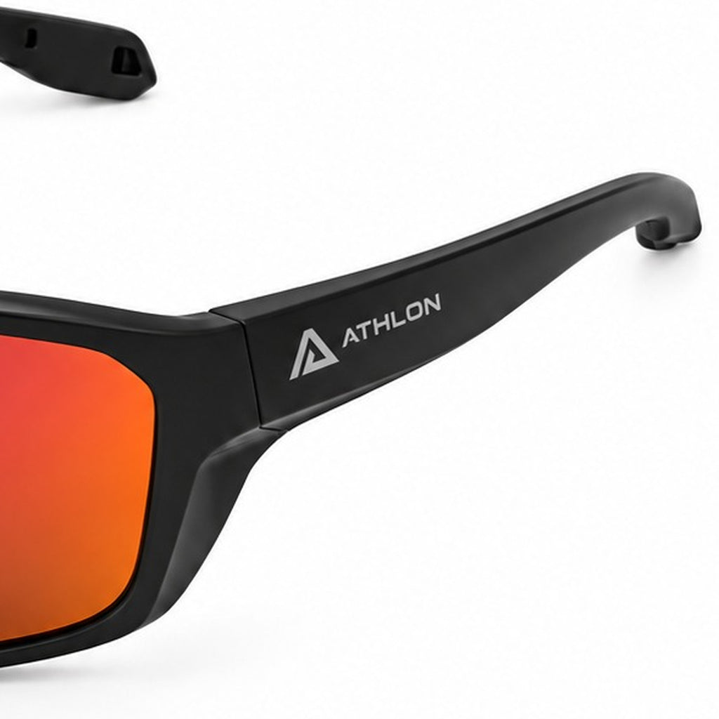 HB-529 | Sports Sunglasses | Spherical Lens, Soft Neck Strap | Outdoor Sports-Orange Lens / Black Frame-Snowledge
