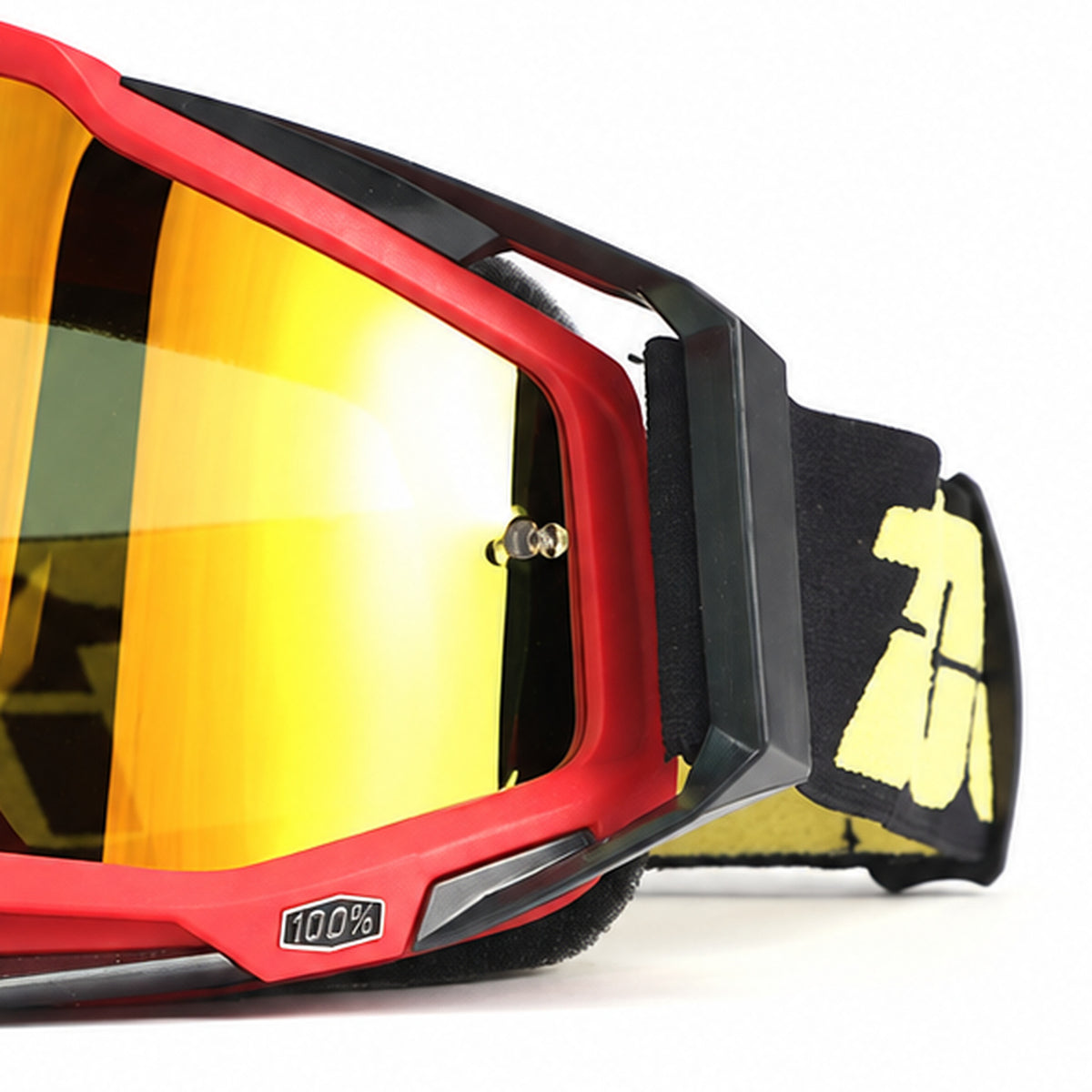 Rello-1 | Motocross Goggles | Cylindrical Tear-Off Lens, UV400 Protection | Motocross Riding-Gold Lens / Red Frame-Snowledge