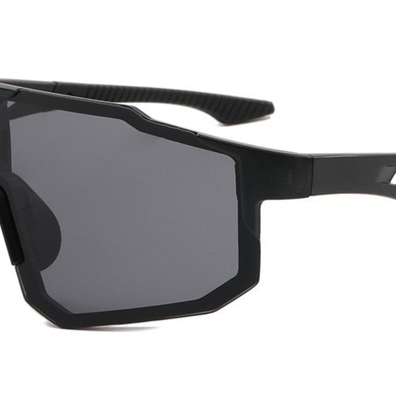 SG9337 | Sports Sunglasses | Cylindrical Lens, Adjustable Nose Guard | Sports Use-Black Lens / Black Frame-Snowledge