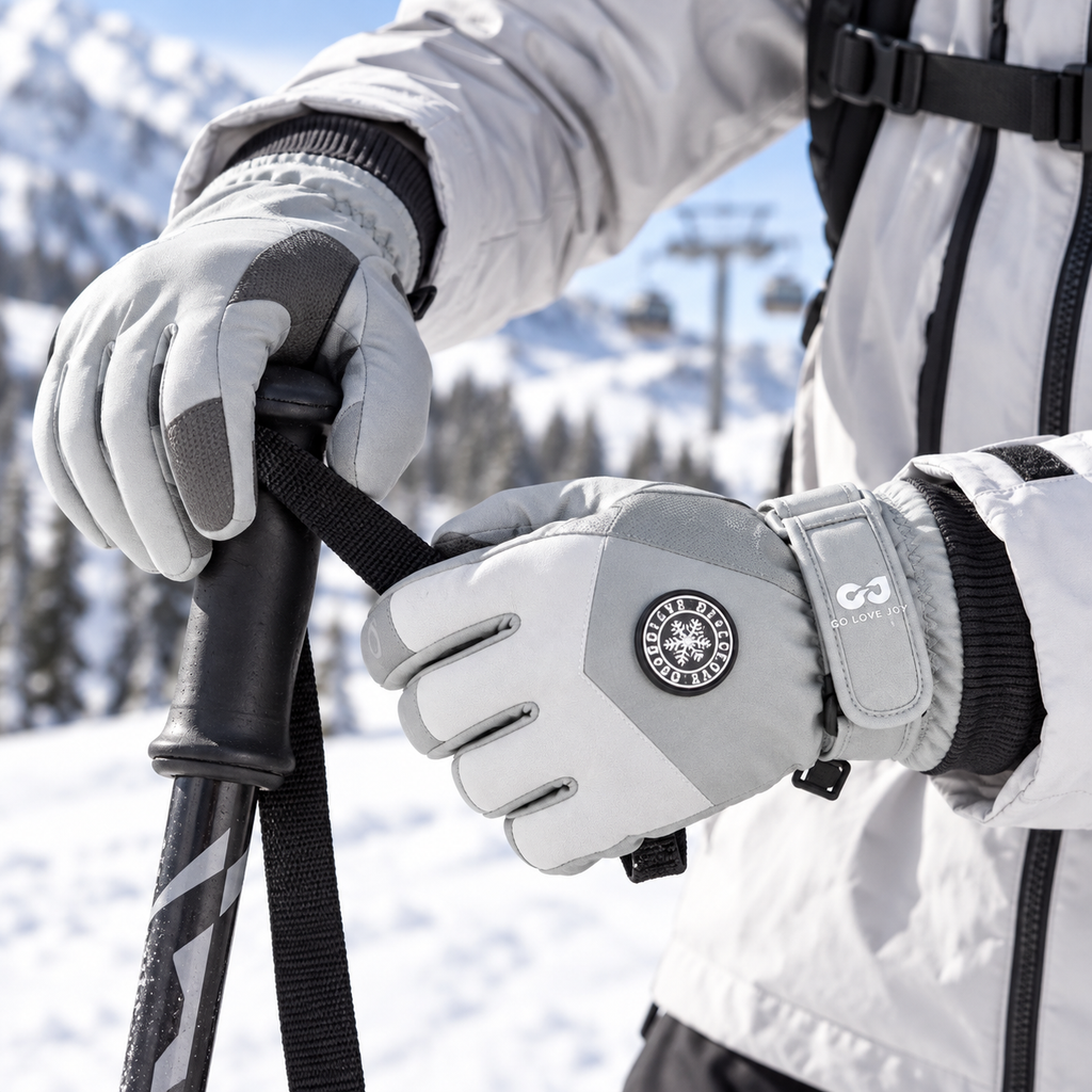 SK15 | Ski Gloves | Touchscreen Fingertips and Fleece Lining-Aviation Gray-Snowledge