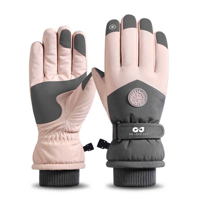 SK15 | Ski Gloves | Touchscreen Fingertips and Fleece Lining-Soft Pink-Snowledge