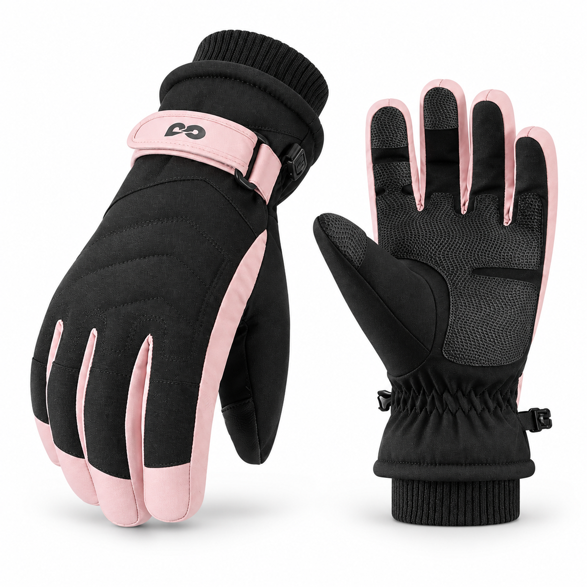 SK42 | Ski Gloves | Three-Finger Touchscreen and Adjustable Wrist-Phantom Black-Snowledge