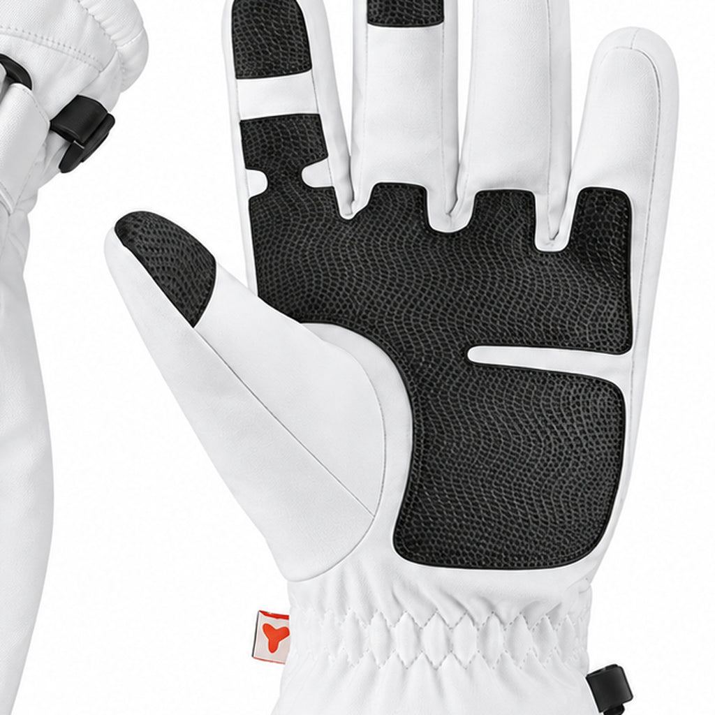 SK42 | Ski Gloves | Three-Finger Touchscreen and Adjustable Wrist-Polar White-Snowledge
