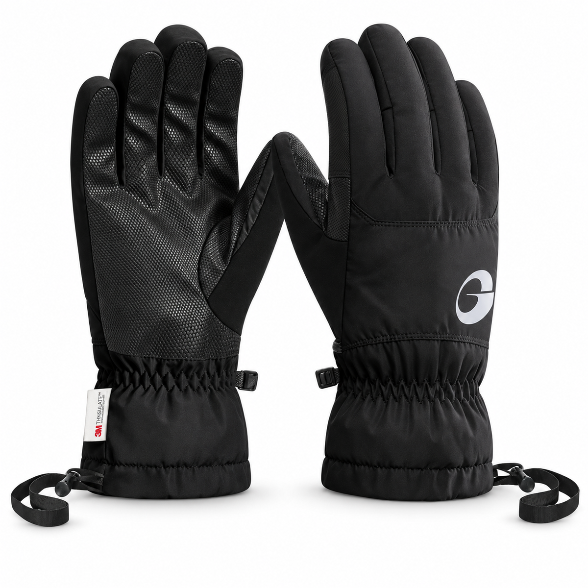SK45 | Ski Gloves | TPU Waterproof Membrane and Sheepskin Palm-Classic Black-Snowledge