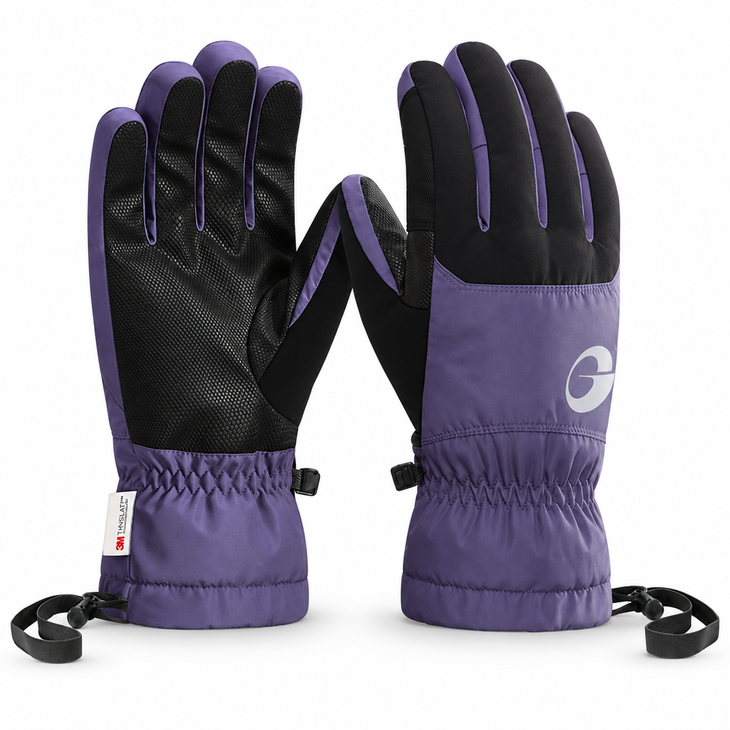 SK45 | Ski Gloves | TPU Waterproof Membrane and Sheepskin Palm-Dark Purple-Snowledge