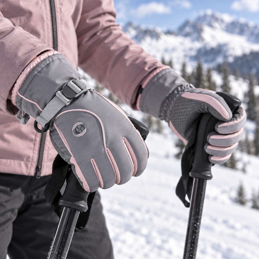 SK47 | Ski Gloves | Touchscreen, Insulated Lining and PU Grip-Mica Gray-Snowledge