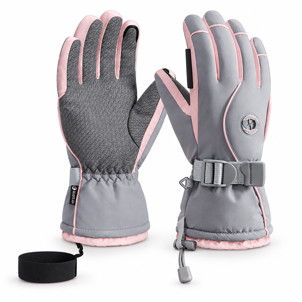 SK47 | Ski Gloves | Touchscreen, Insulated Lining and PU Grip-Mica Gray-Snowledge