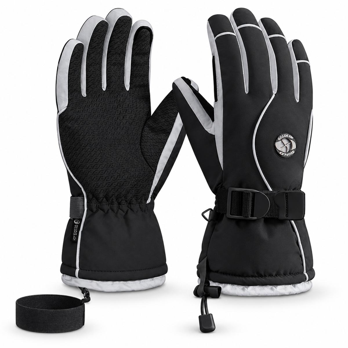 SK47 | Ski Gloves | Touchscreen, Insulated Lining and PU Grip-Midnight Black-Snowledge