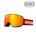 Halo 1 | Snow Goggles | Cylindrical Flip Cover Lens, UV400 Protection | Skiing and Snowboarding-Orange Lens / Black Frame / Red Strap-Snowledge