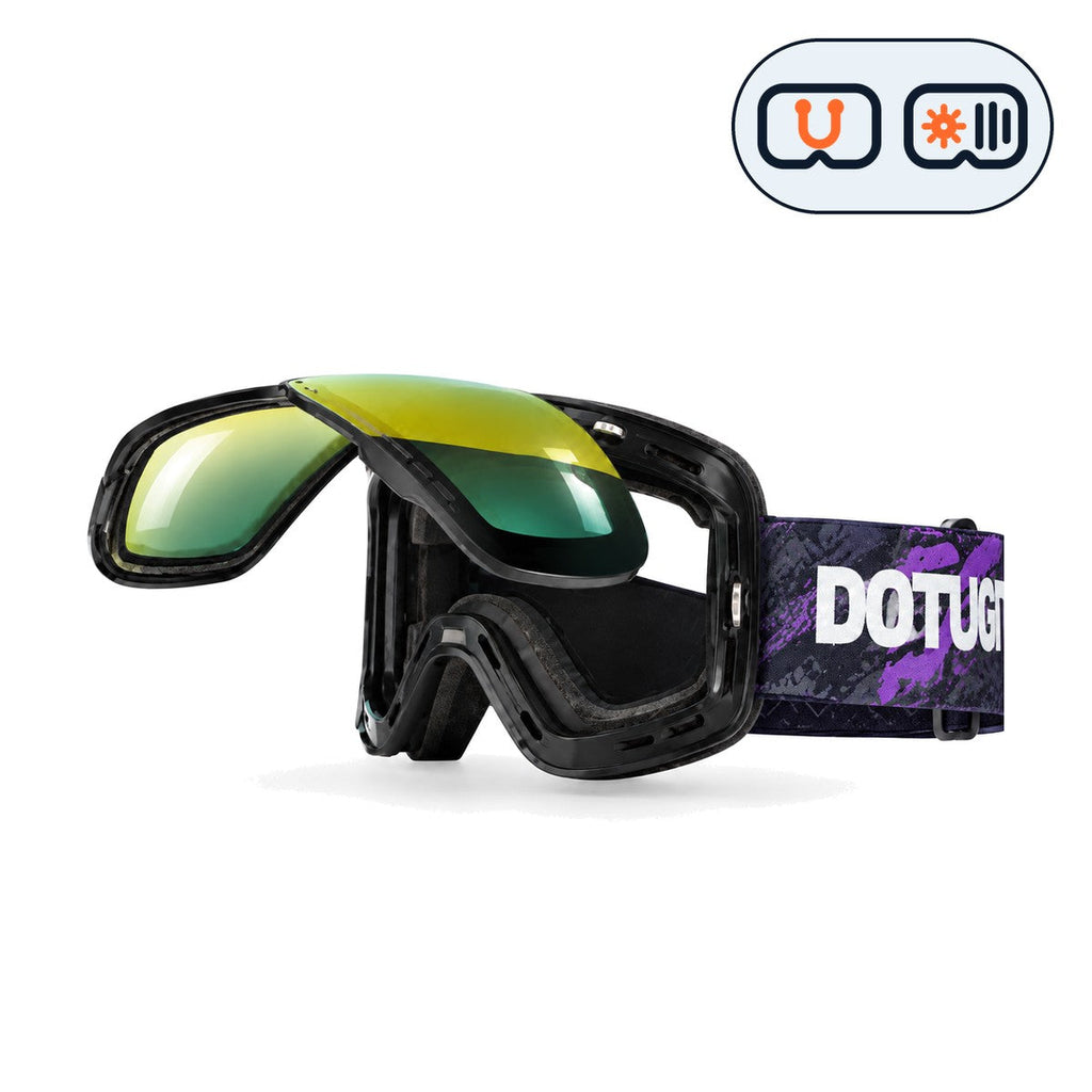 Halo 2 | Snow Goggles | Photochromic Cylindrical Lens, UV400 Protection | Skiing and Snowboarding-Green Lens / Black Frame / Black Strap-Snowledge