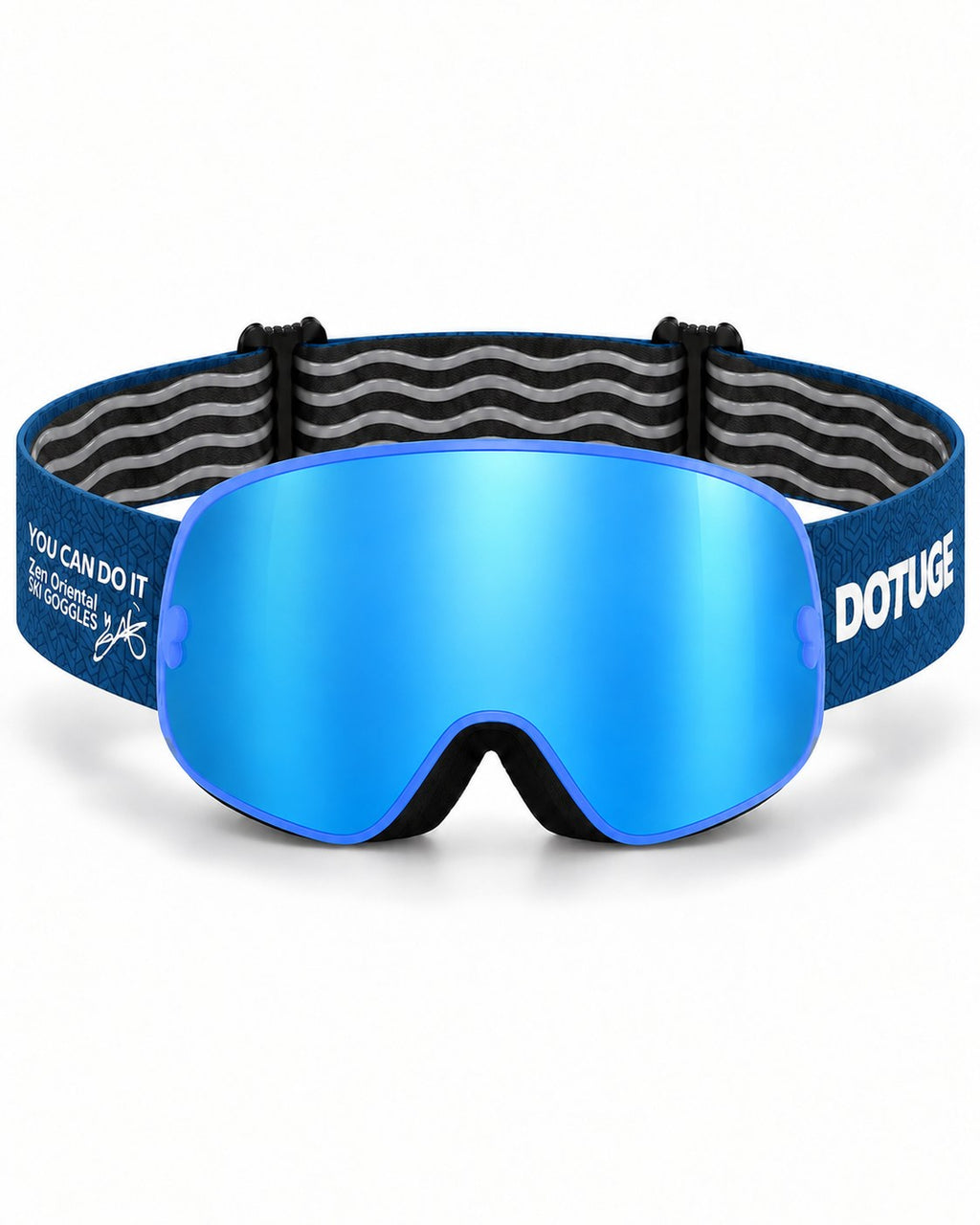 Mesa 2 | Snow Goggles | Photochromic Spherical Lens, UV400 Protection | Skiing and Snowboarding-Blue Lens / Blue Frame / Blue Strap – front view, studio – Snowledge