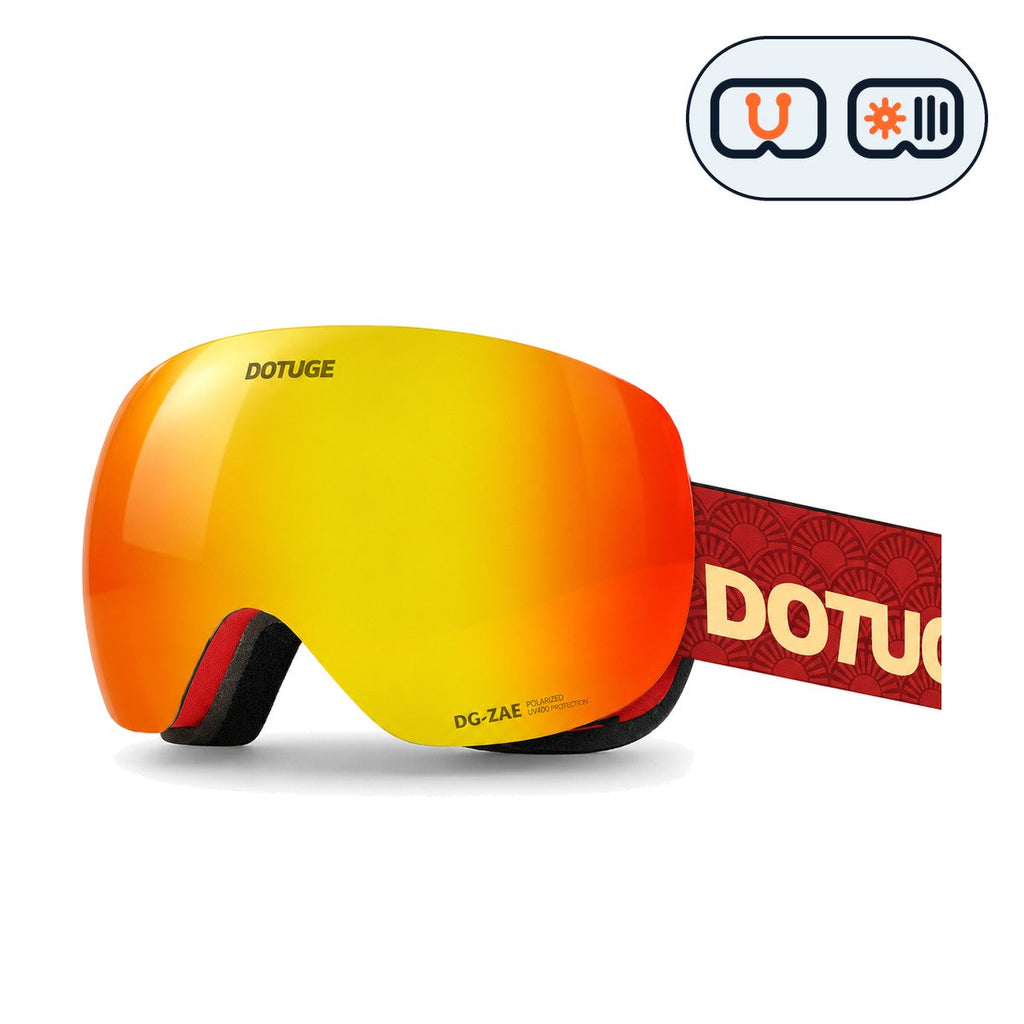 Orbit 2 | Snow Goggles | Photochromic Spherical Lens, UV400 Protection | Skiing and Snowboarding-Red Lens / Red Frame / Red Strap-Snowledge
