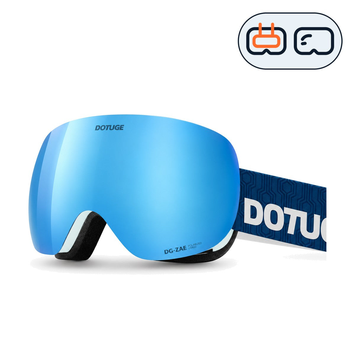Orbit 3 | Snow Goggles | Spherical Lens, UV400 Protection | Skiing and Snowboarding-Blue Lens / White Frame / Blue Strap-Snowledge