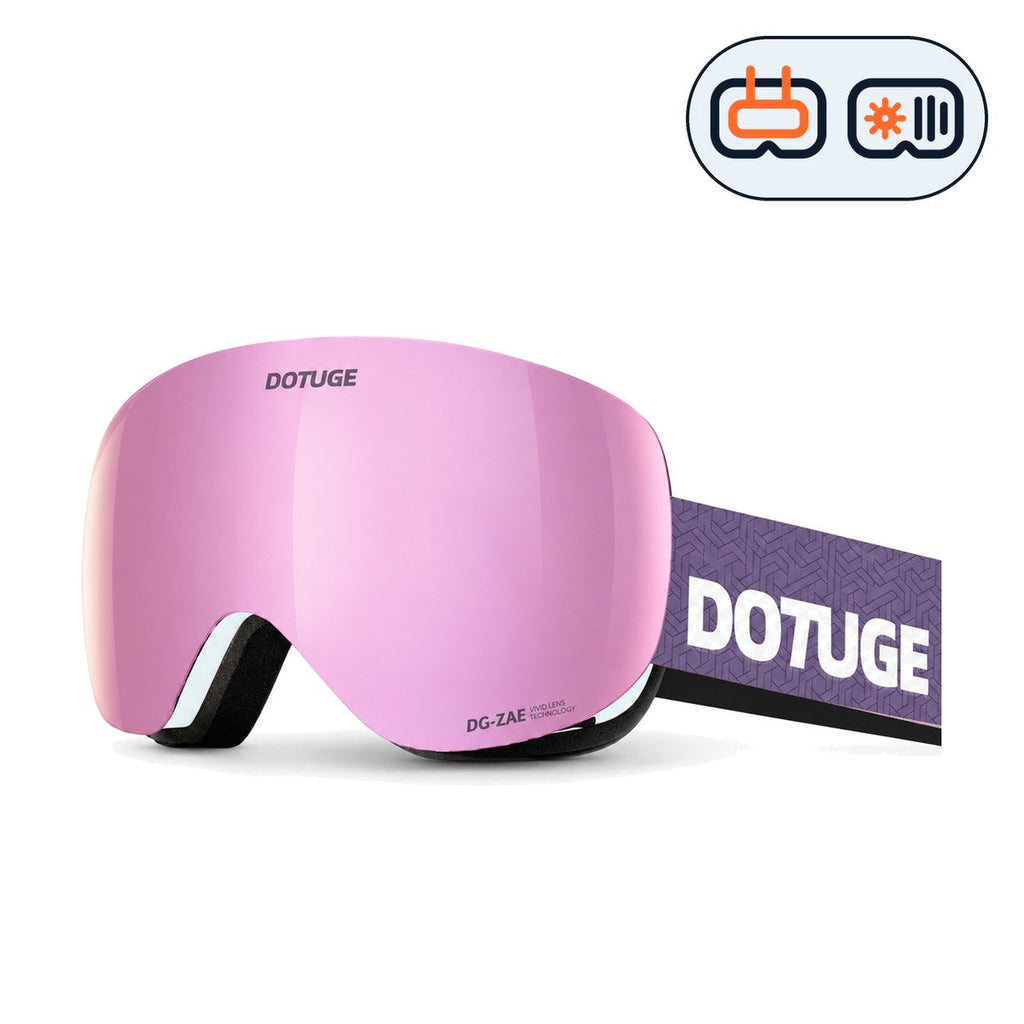 Orbit 4 | Snow Goggles | Photochromic Spherical Lens, UV400 Protection | Skiing and Snowboarding-Purple Lens / White Frame / Purple Strap-Snowledge