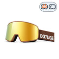 Powder | Snow Goggles | Cylindrical Lens, UV400 Protection | Skiing and Snowboarding-Gold Lens / Brown Frame / Brown Strap-Snowledge