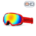 Rascal | Kids Snow Goggles | Spherical Lens, UV400 Protection | Skiing and Snowboarding-Rainbow Lens / Red Frame / Red Strap-Snowledge