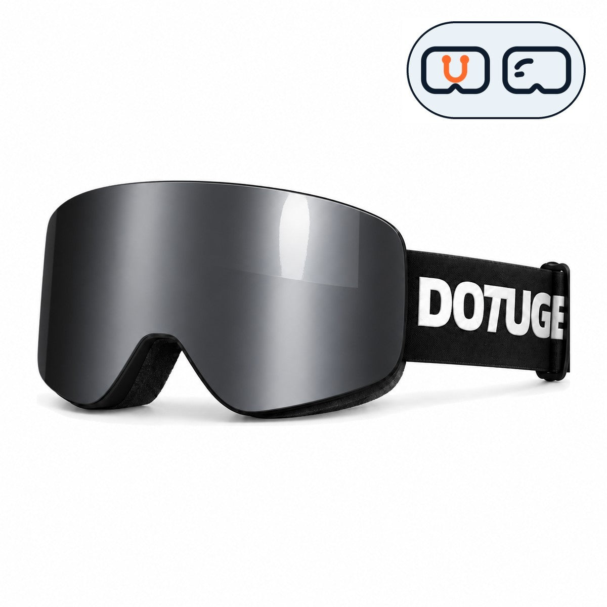 Ridge | Snow Goggles | Cylindrical Lens, UV400 Protection | Skiing and Snowboarding-Black Lens / Black Frame / Black Strap-Snowledge