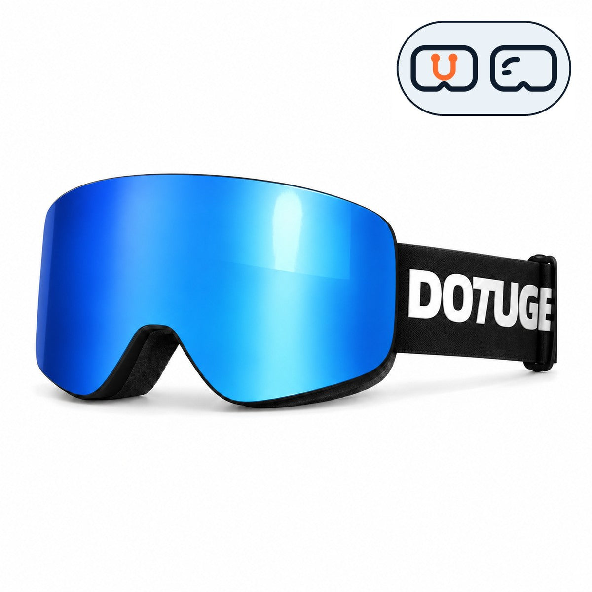 Ridge | Snow Goggles | Cylindrical Lens, UV400 Protection | Skiing and Snowboarding-Blue Lens / Black Frame / Black Strap-Snowledge