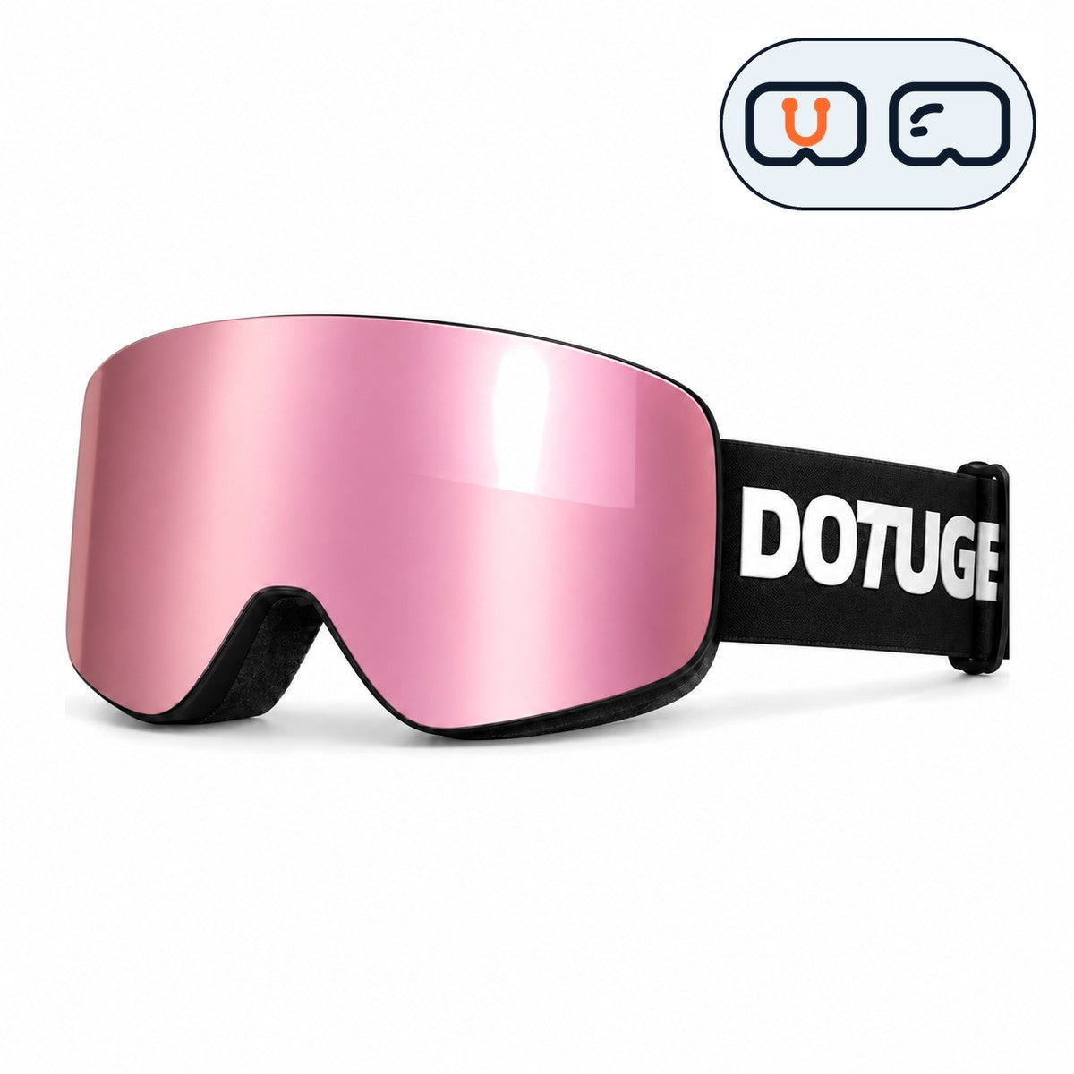 Ridge | Snow Goggles | Cylindrical Lens, UV400 Protection | Skiing and Snowboarding-Pink Lens / Black Frame / Black Strap-Snowledge