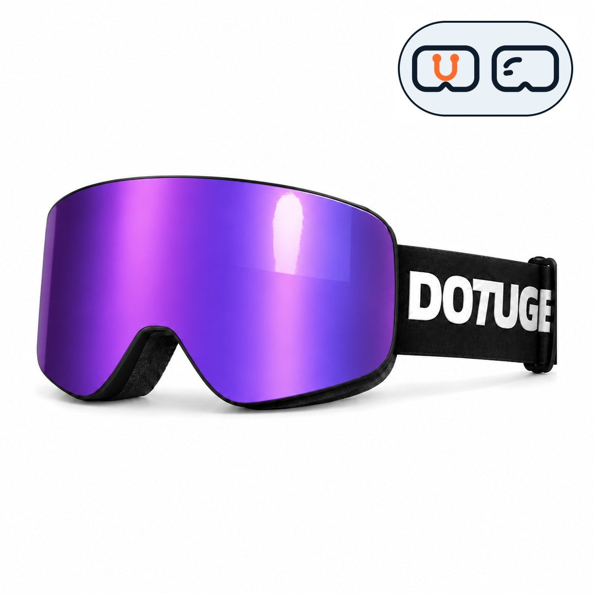 Ridge | Snow Goggles | Cylindrical Lens, UV400 Protection | Skiing and Snowboarding-Purple Lens / Black Frame / Black Strap-Snowledge