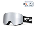 Ridge | Snow Goggles | Cylindrical Lens, UV400 Protection | Skiing and Snowboarding-Silver Lens / Black Frame / Black Strap-Snowledge