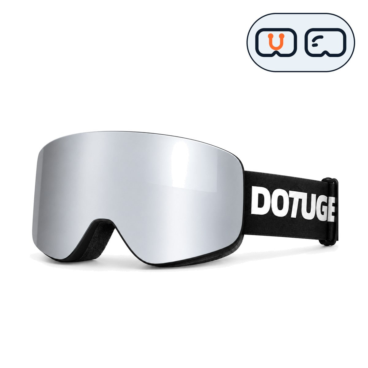 Ridge | Snow Goggles | Cylindrical Lens, UV400 Protection | Skiing and Snowboarding-Silver Lens / Black Frame / Black Strap-Snowledge