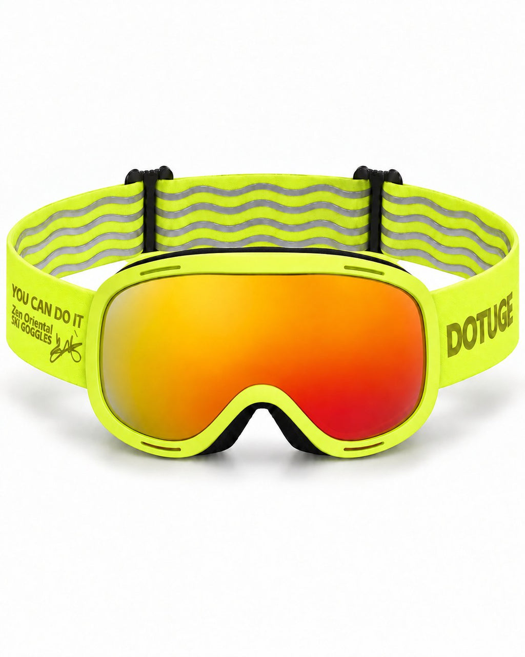 Scout | Kids Snow Goggles | Spherical Lens, UV400 Protection | Skiing and Snowboarding-Orange Lens / Yellow Frame / Yellow Strap – front view, studio – Snowledge