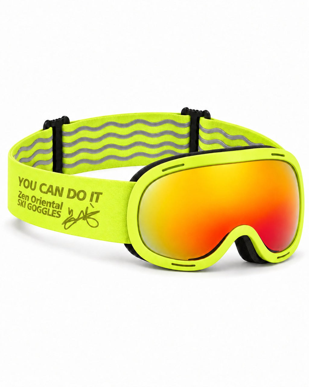 Scout | Kids Snow Goggles | Spherical Lens, UV400 Protection | Skiing and Snowboarding-Orange Lens / Yellow Frame / Yellow Strap – opposite side view, studio – Snowledge