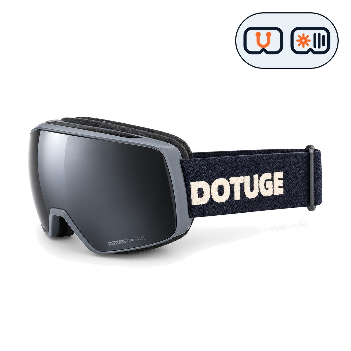 Slate 1 | Snow Goggles | Photochromic Cylindrical Lens, UV400 Protection | Skiing and Snowboarding-Black Lens / Gray Frame / Black Strap-Snowledge
