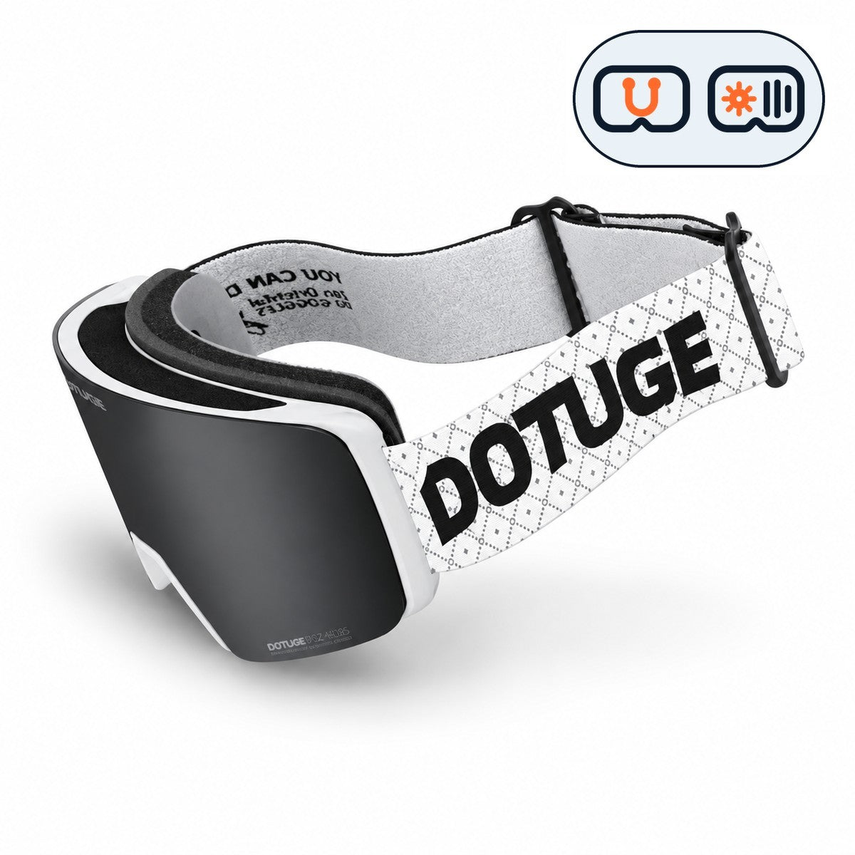 Slate 1 | Snow Goggles | Photochromic Cylindrical Lens, UV400 Protection | Skiing and Snowboarding-Black Lens / White Frame / White Strap-Snowledge