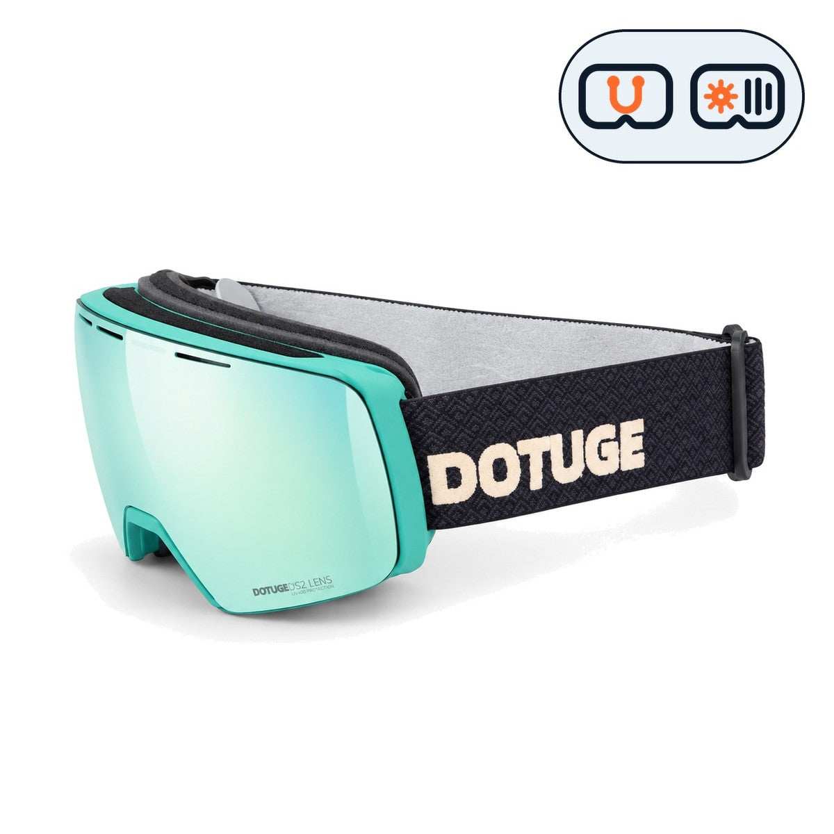 Slate 1 | Snow Goggles | Photochromic Cylindrical Lens, UV400 Protection | Skiing and Snowboarding-Mint Green Lens / Green Frame / Black Strap-Snowledge