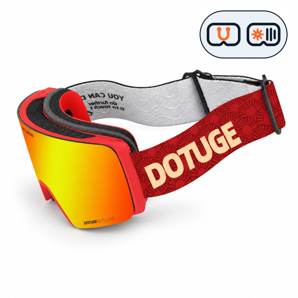 Slate 1 | Snow Goggles | Photochromic Cylindrical Lens, UV400 Protection | Skiing and Snowboarding-Red Lens / Red Frame / Red Strap-Snowledge
