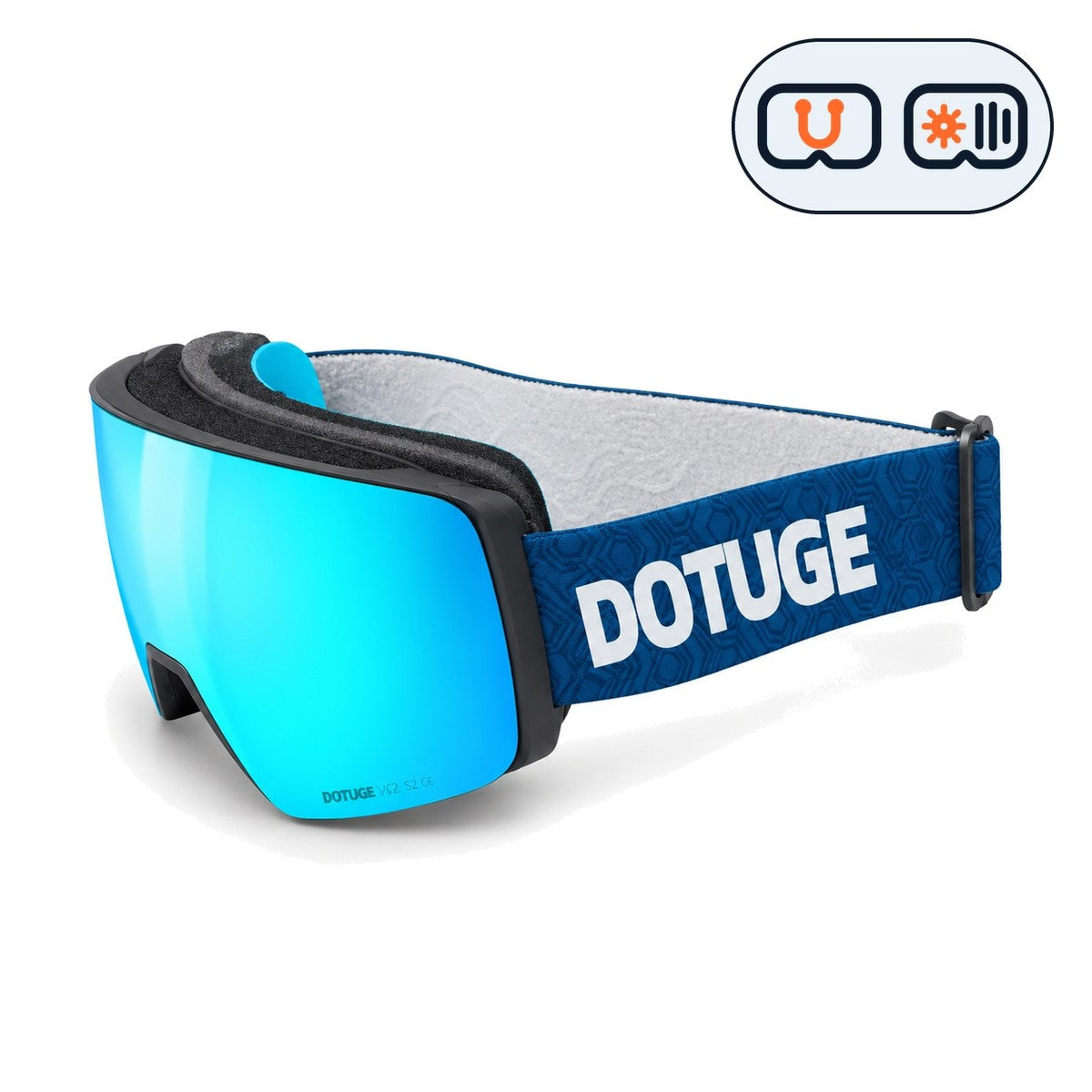 Slate 1 | Snow Goggles | Photochromic Cylindrical Lens, UV400 Protection | Skiing and Snowboarding-Teal Lens / Black Frame / Blue Strap-Snowledge