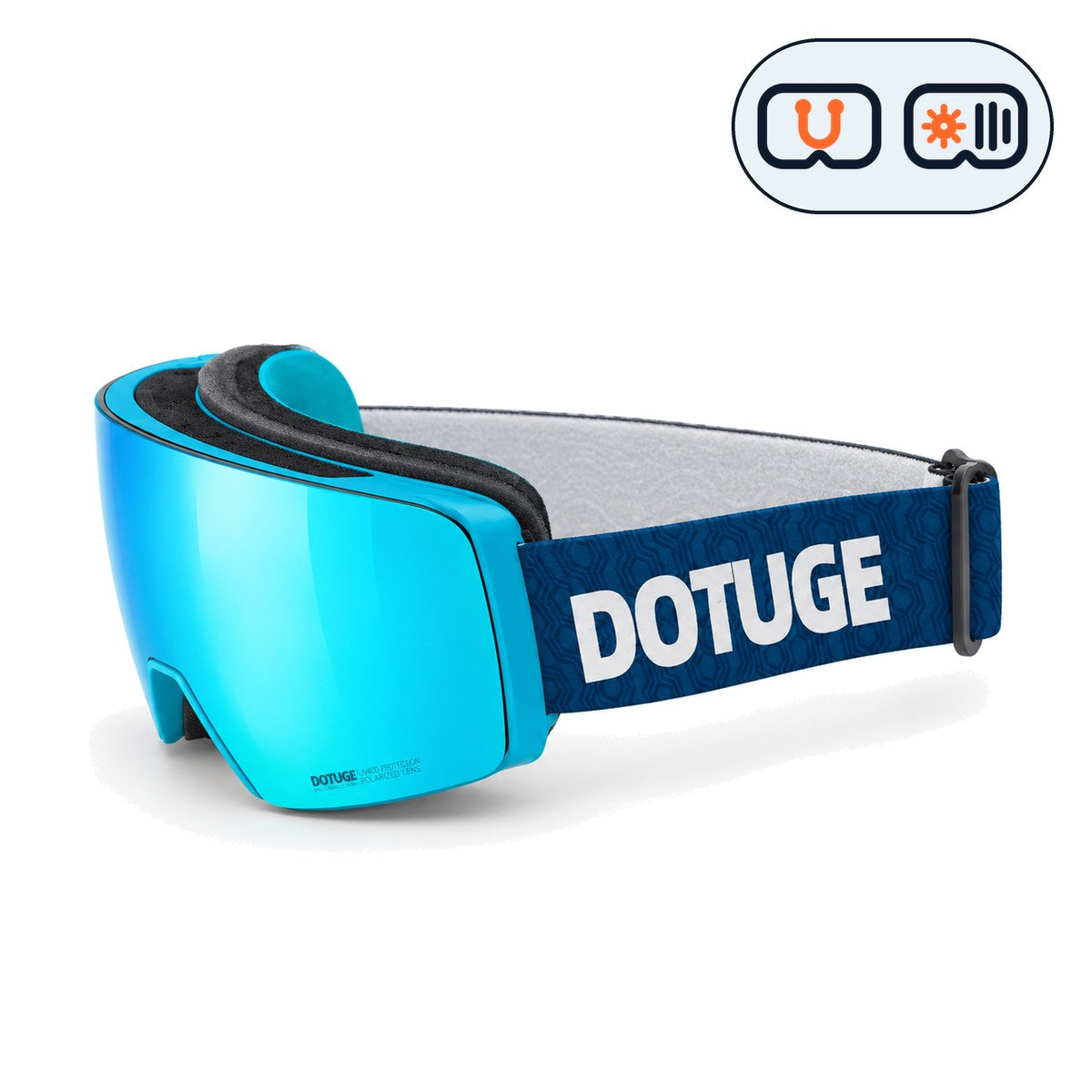 Slate 1 | Snow Goggles | Photochromic Cylindrical Lens, UV400 Protection | Skiing and Snowboarding-Teal Lens / Blue Frame / Blue Strap-Snowledge