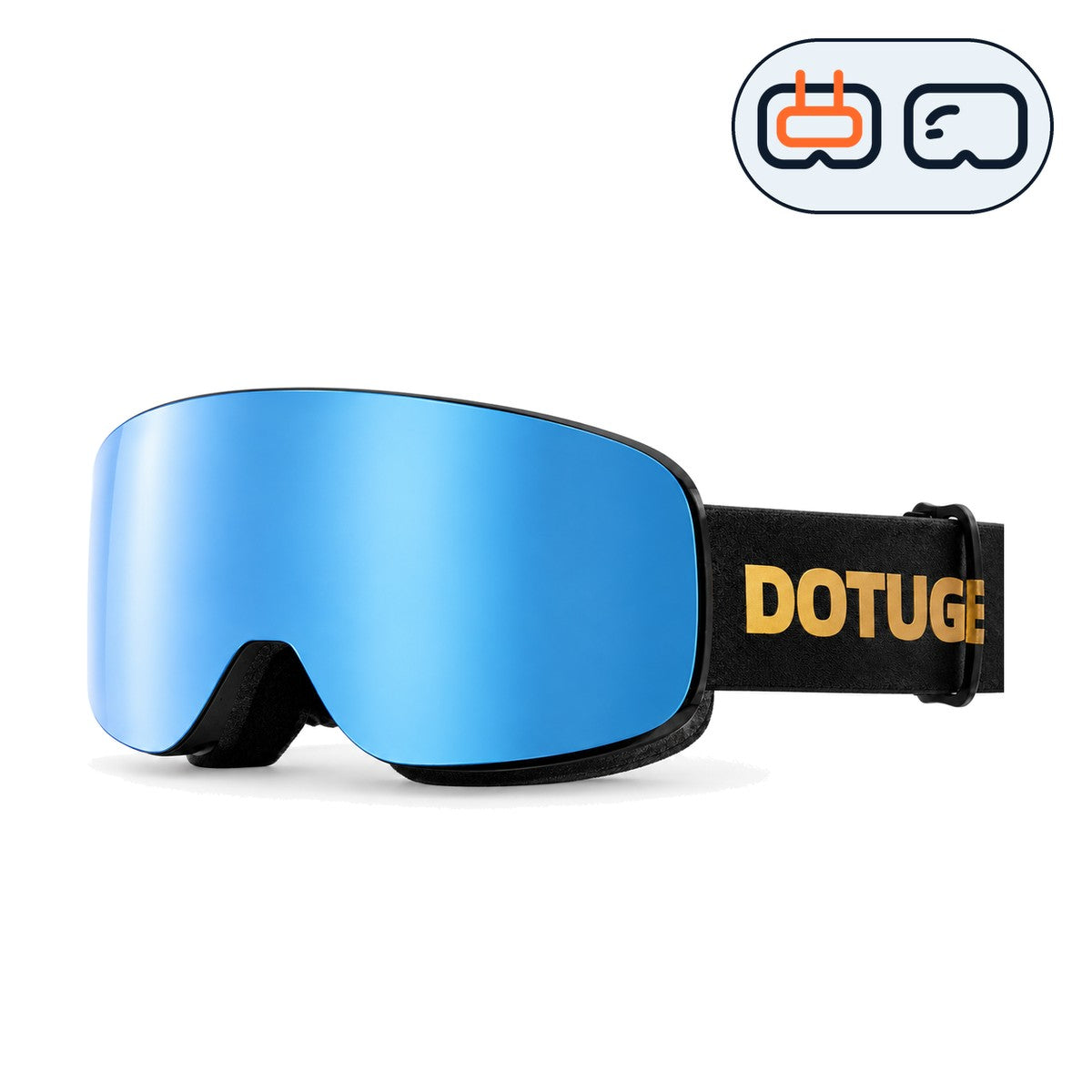 Slate 2 | Snow Goggles | Cylindrical Lens, UV400 Protection | Skiing and Snowboarding-Blue Lens / Black Frame / Black Strap-Snowledge