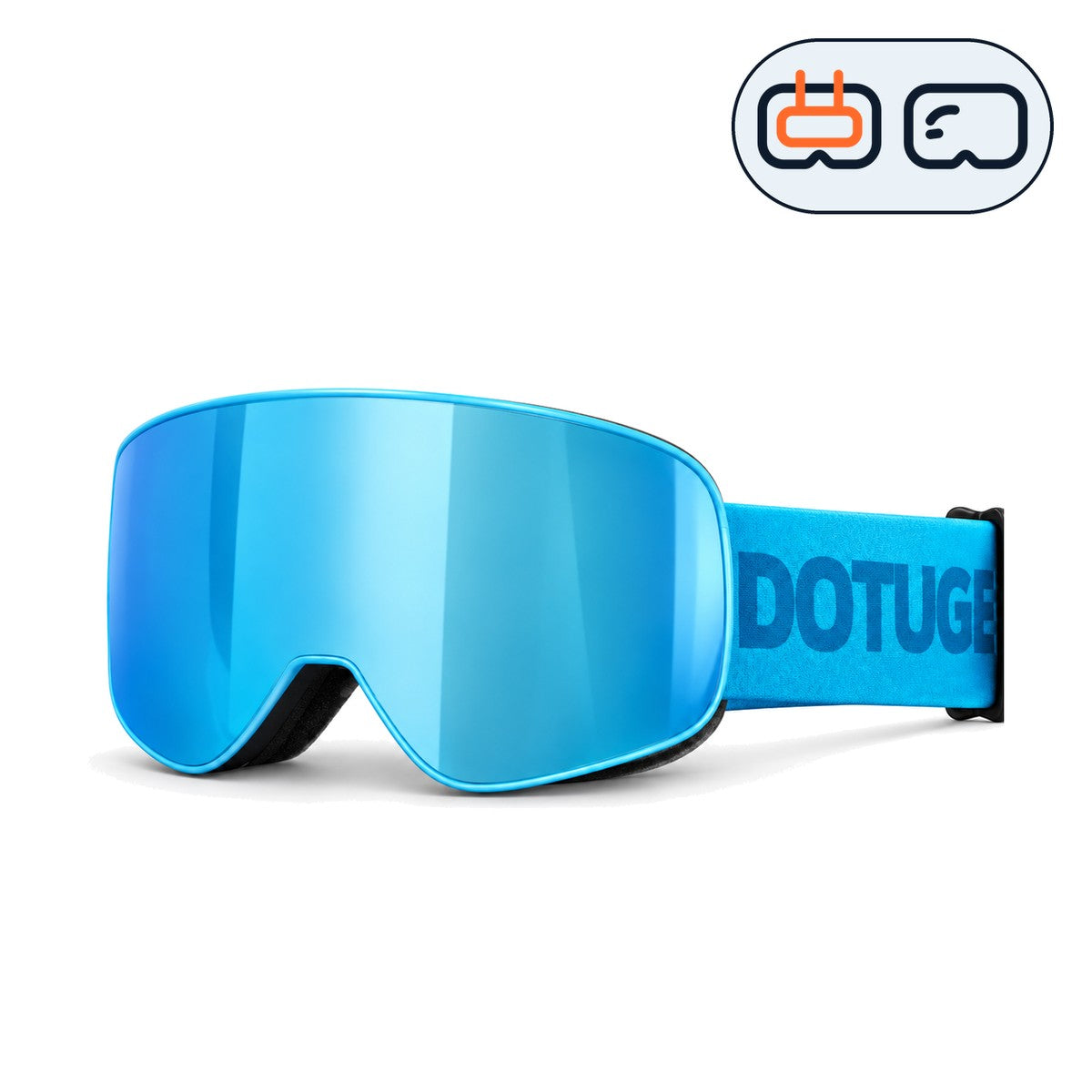Sprout | Kids Snow Goggles | Cylindrical Lens, UV400 Protection | Skiing and Snowboarding-Ice Blue Lens / Blue Frame / Blue Strap-Snowledge