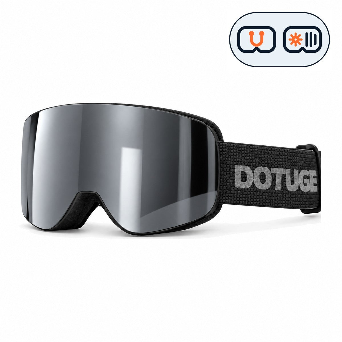Vista | Snow Goggles | Photochromic Cylindrical Flip Cover Lens, UV400 Protection | Skiing and Snowboarding-Gray Lens / Black Frame / Black Strap-Snowledge